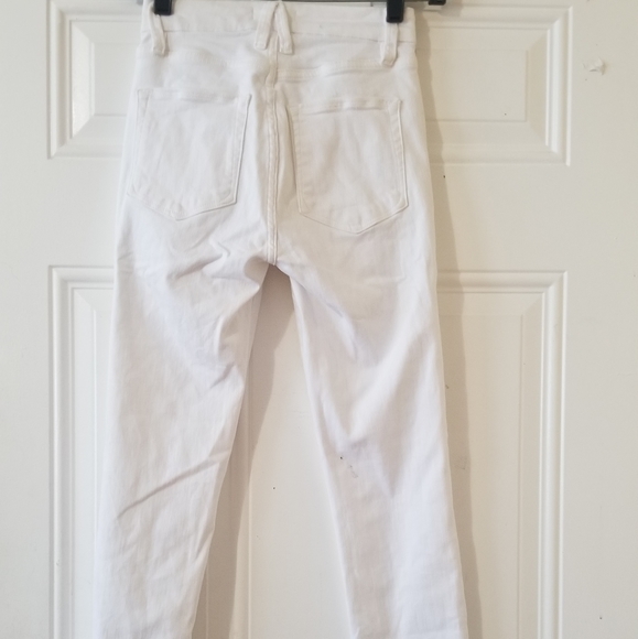Good American Good Leg Crop High Rise White Cascade Hem Size 25 - Picture 13 of 16